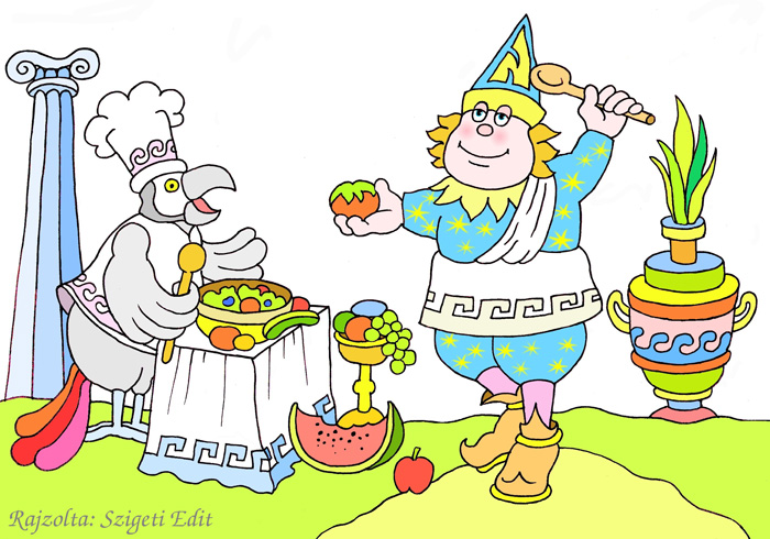 Vekker Mano es Csori papagaj gorog salatat keszit